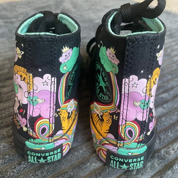 Converse CTAS High Top Psychedelic Black Shoes Youth 13 Style 371272F - Picture 7 of 9